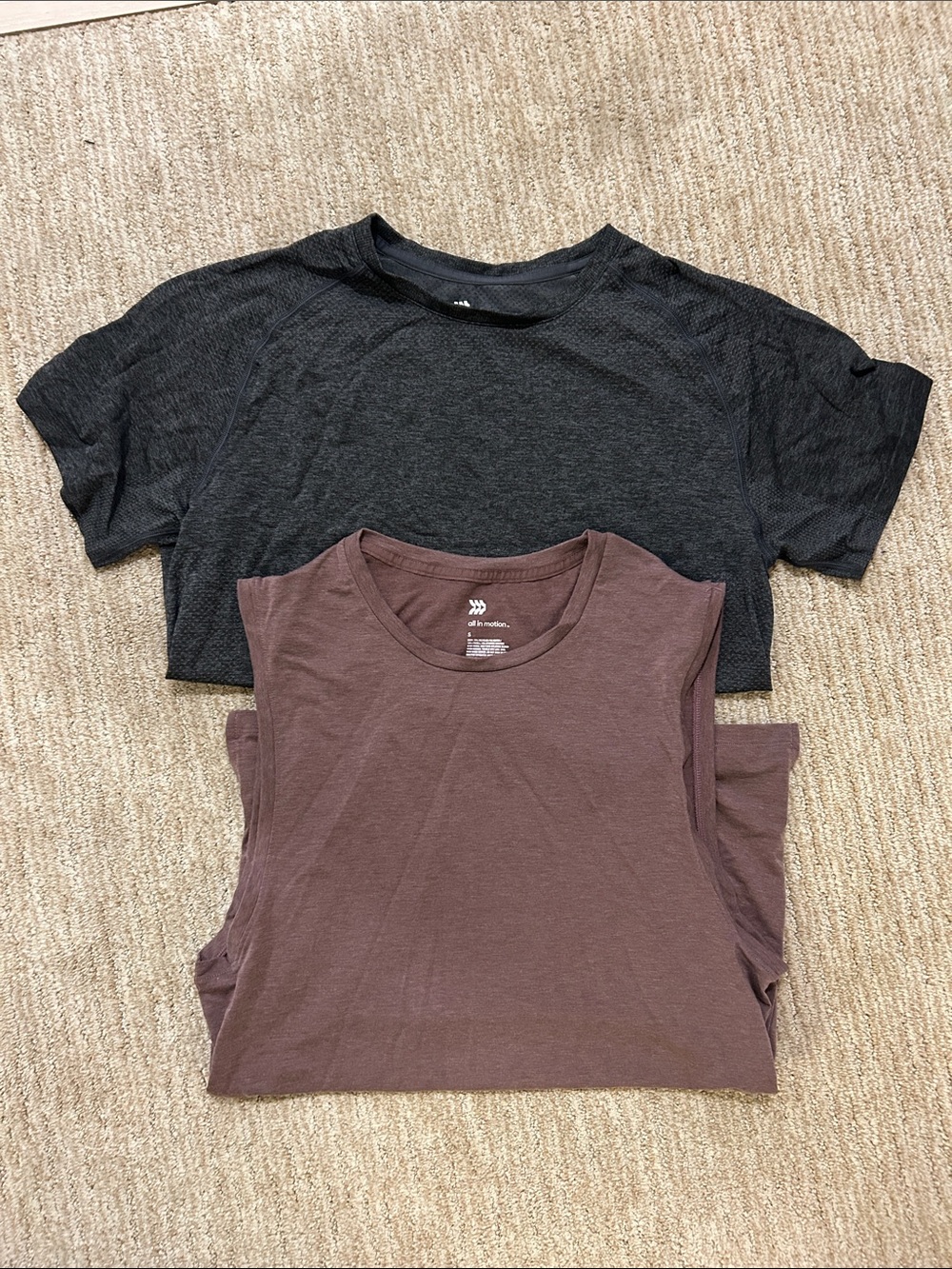 Set of 2 Workout shirts— Charcoal Black Tee + Mauve Tank